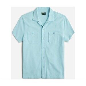 J Crew Camp Collar Shirt Men's Polo Sz XS Blue Short Sleeve Gold Preppy